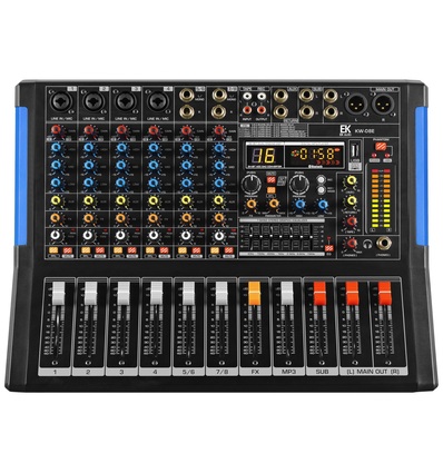 MESA DE MEZCLAS EK AUDIO AMPLIFICADA Y CON EFECTOS KW08E