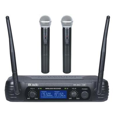 DOS MICRÓFONOS INALÁMBRICOS DE MANO EK VHF WR69LD