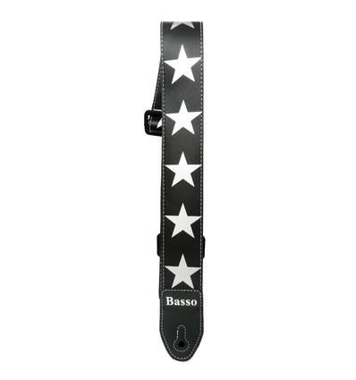 CORREA BASSO PARA GUITARRA Y BAJO SERIE SERIGRAFIADA NEGRO ESTRELLA