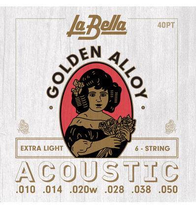 JUEGO DE CUERDAS PARA GUITARRA ACÚSTICA LA BELLA GOLDEN ALLOY EXTRA LIGHT 10-50