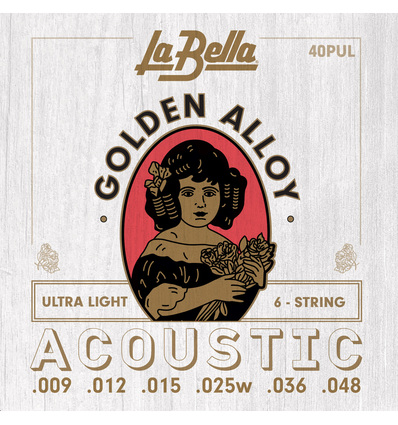 JUEGO DE CUERDAS PARA GUITARRA ACÚSTICA LA BELLA GOLDEN ALLOY ULTRA LIGHT 09-48