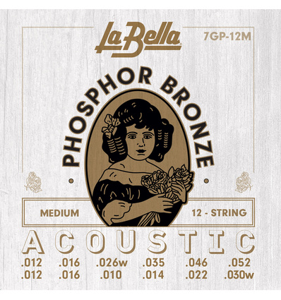 JUEGO DE CUERDAS PARA GUITARRA ACÚSTICA LA BELLA PHOSPHOR 12 CUERDAS MEDIUM 12-52