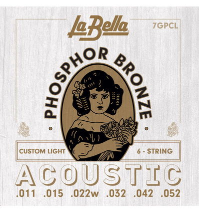 JUEGO DE CUERDAS PARA GUITARRA ACÚSTICA LA BELLA PHOSPHOR CUSTOM LIGHT 11-52 