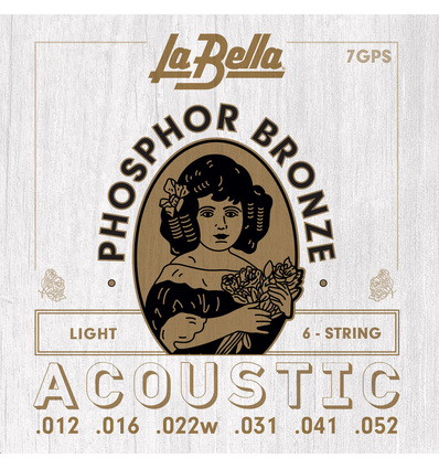 JUEGO DE CUERDAS PARA GUITARRA ACÚSTICA LA BELLA PHOSPHOR LIGHT 12-52