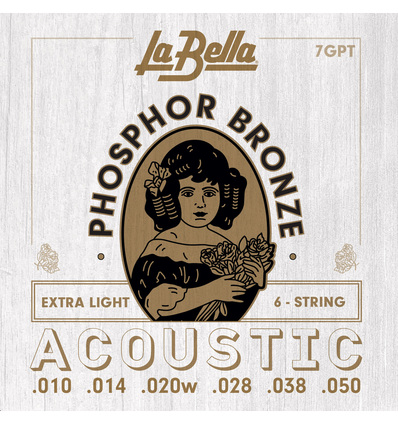JUEGO DE CUERDAS PARA GUITARRA ACÚSTICA LA BELLA PHOSPHOR EXTRA LIGHT 10-50