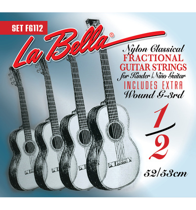 JUEGO DE CUERDAS LA BELLA PARA GUITARRA CLÁSICA FRACTIONAL ESCALA 1/2