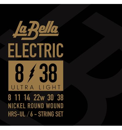 JUEGO DE CUERDAS PARA GUITARRA ELÉCTRICA LA BELLA HRS BLUES ULTRA LIGHT 8-38