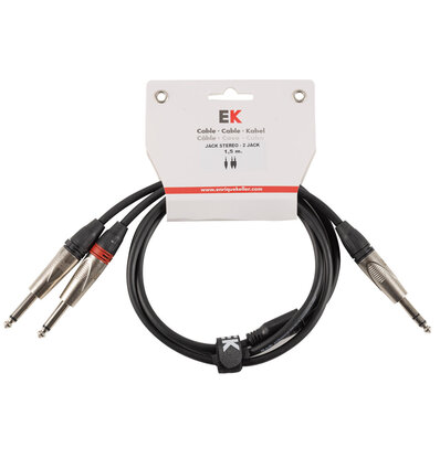 CABLE EK AUDIO JACK STEREO - JACK MONO X 2 METÁLICO 1,5 M