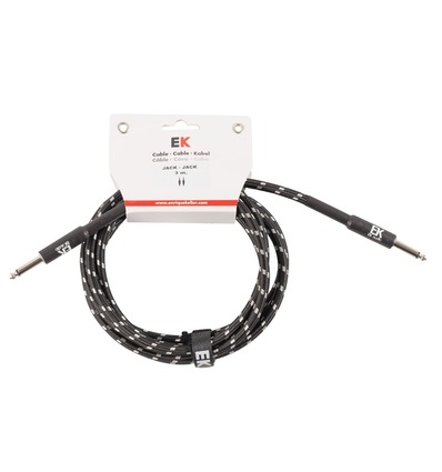 CABLE EK AUDIO PARA GUITARRA JACK - JACK RECTOS TELA TRENZADA DE 3 M