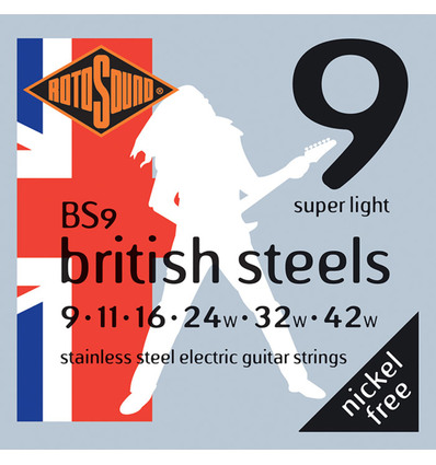 JUEGO DE CUERDAS ROTOSOUND PARA GUITARRA ELÉCTRICA BRITISH STEELS 9-42