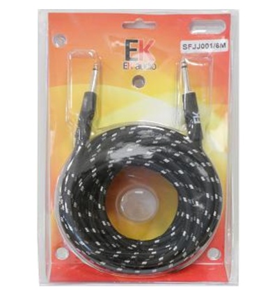 CABLE EK AUDIO PARA GUITARRA JACK - JACK RECTOS TELA TRENZADA DE 6 M