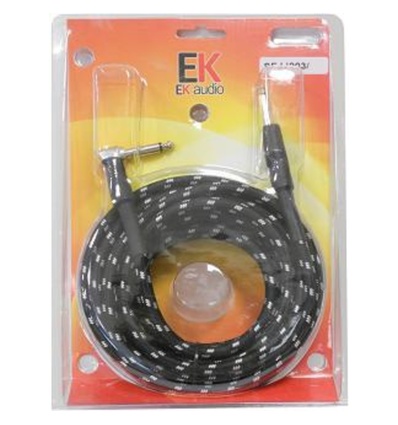 CABLE EK AUDIO PARA GUITARRA JACK - JACK RECTO- ACODADO TELA TRENZADA DE 6 M