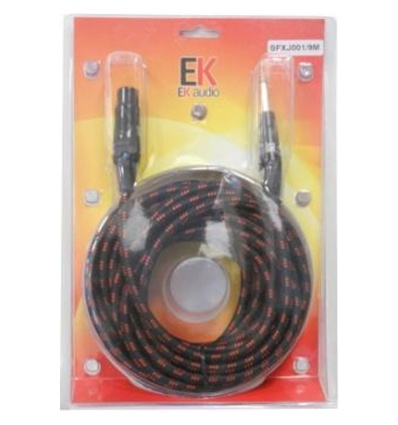 CABLE EK AUDIO TRENZADO DE TELA PARA MICRÓFONO JACK-XLR HEMBRA 9 METROS 